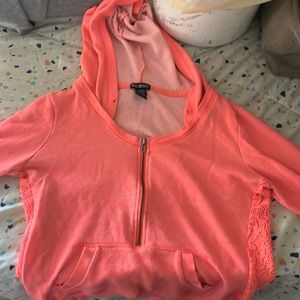 pink half zip up hoodie